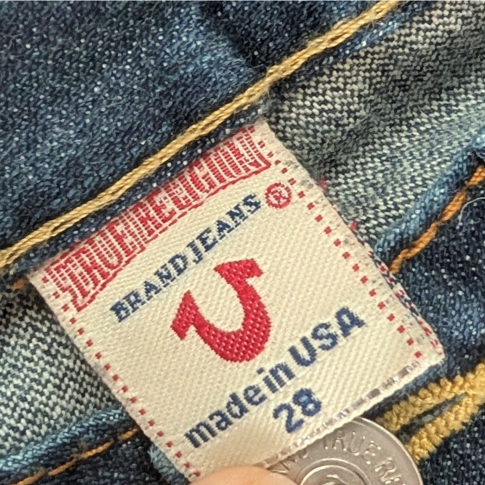 True Religion Bobby Blue Boot Cut with Orange Stitching Jeans - Size 28 - Picture 3 of 15